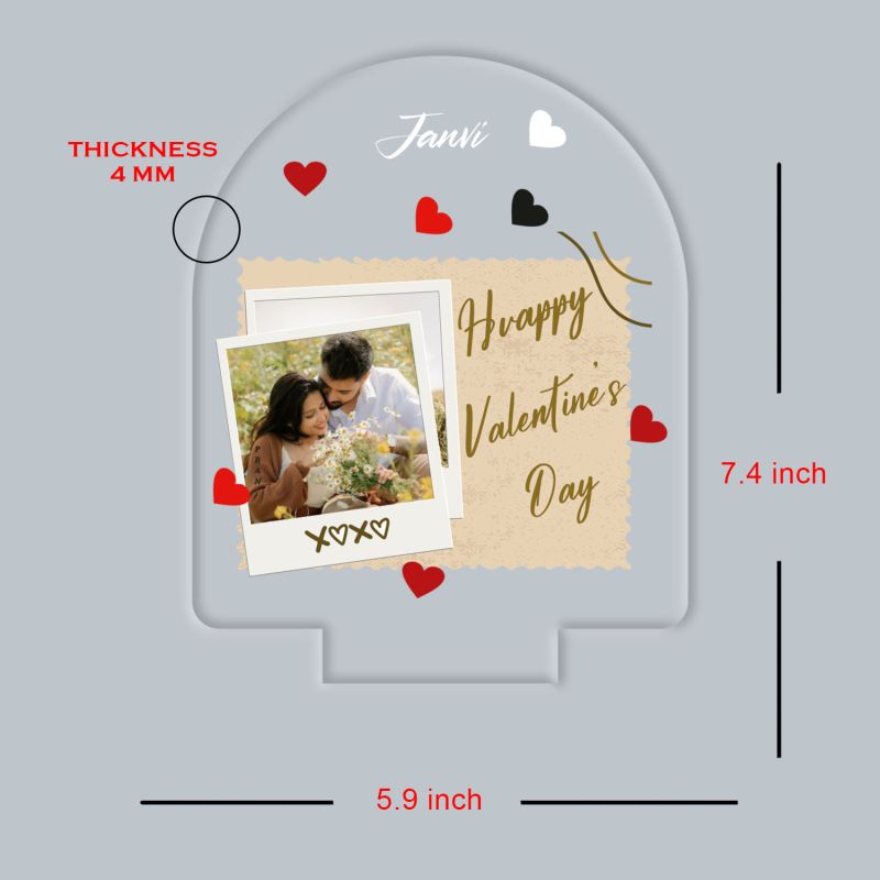 Personalized Happy Valentines Day LED Night Lamp with Warm White Light Valentines Day Gift for Boyfriend, Girlfriend, Husband Wife